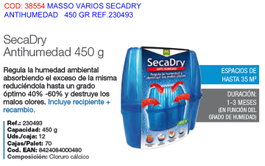Massó Secadry Antihumedad con Recipiente y Recambio 450 g
