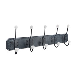 5Five Colgador de madera con 5 perchas Negro 60 x 20 cm