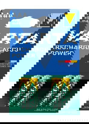 Varta 56703101404 Pilas Recargables Ni-MH HR03 AAA 800mAh Accu Power 4uds