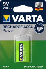 Varta Batería Recargable 9V NiMH 200 mAh, Power 9V 56722, 1 Unidad en Blister