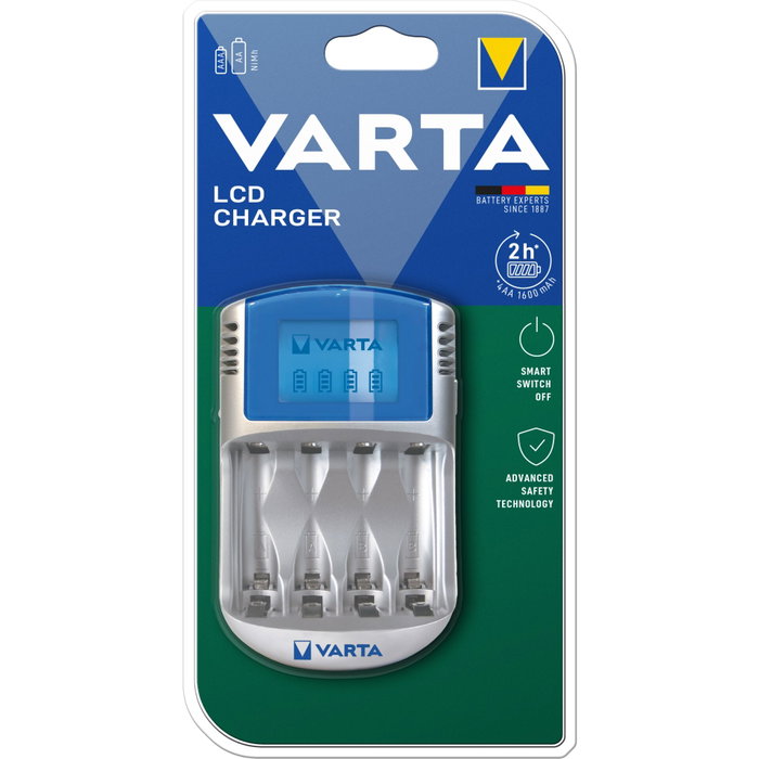 Varta Cargador de pilas con pantalla LCD para AA y AAA, 220V, 12V y USB