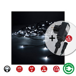 Edm Cortina icicle multifunción con 12 tiras y 40 LEDs blanco frío