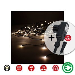 Edm Cortina icicle multifunción 2x0,5m 12 tiras 40 leds blanco cálido