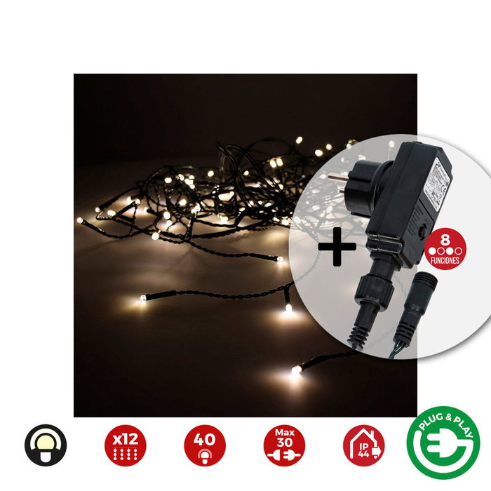 Edm Cortina icicle multifunción 2x0,5m 12 tiras 40 leds blanco cálido Edm Cortina icicle multifunción 2x0,5m 12 tiras 40 leds blanco cálido