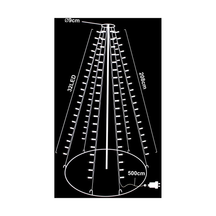Cortina de luces exterior blanco cálido con 192 LEDs, 2,08 m