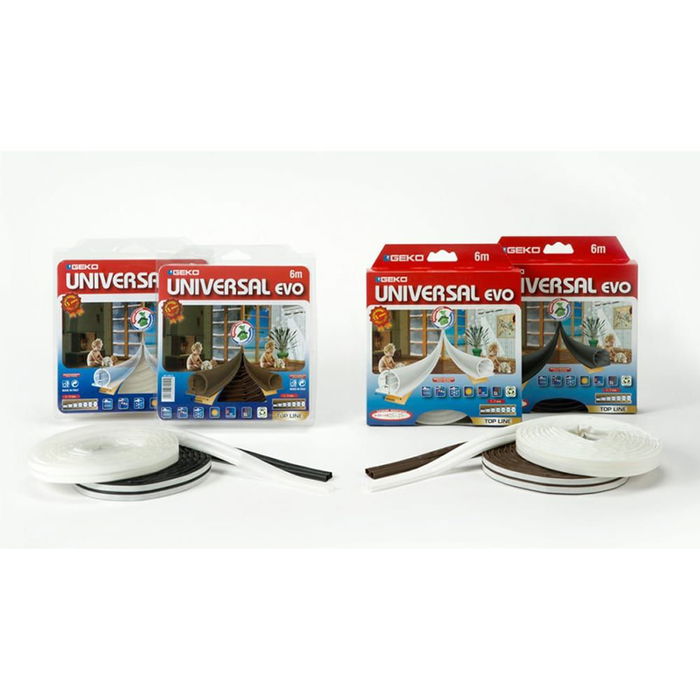 Geko Burlete Adhesivo Termoplástico 6 m (2 x 3 m) Blanco Caucho para Puertas y Ventanas Geko Burlete Adhesivo Termoplástico 6 m (2 x 3 m) Blanco Caucho para Puertas y Ventanas