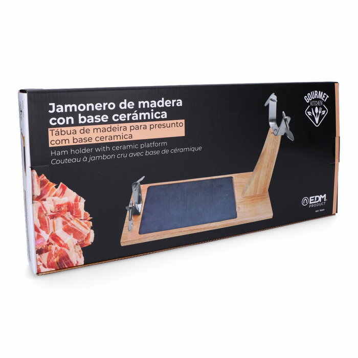 Gourmet Kitchen Jamonero top line madera de caucho con base cerámica