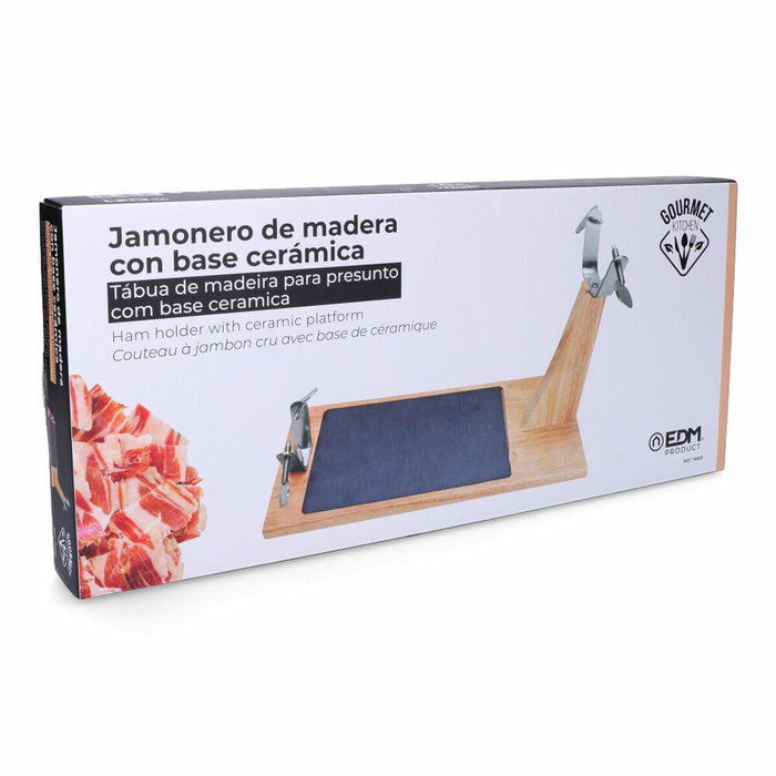Gourmet Kitchen Jamonero top line madera de caucho con base cerámica