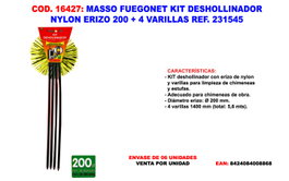 Massó Kit Deshollinador Fuegonet Nylon Ø 200 mm con 4 Varillas