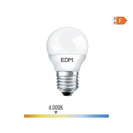Edm Bombilla Esférica LED E27 7W 600lm 4000K Luz Día Ø4,5 x 8 cm