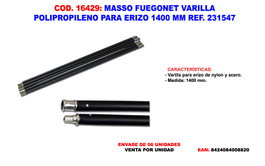 Massó Varilla de Polipropileno para Erizo y Kits de Deshollinador 140 cm