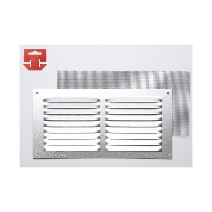 Fepre Rejilla de ventilación con mosquitera de aluminio 100x100 mm cromado Fepre Rejilla de ventilación con mosquitera de aluminio 100x100 mm cromado