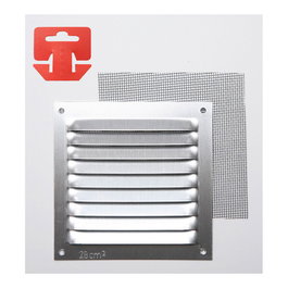 Fepre Rejilla de ventilación con mosquitera de aluminio natural cromado 100x100mm profesional y doméstico