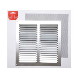 Fepre Rejilla de ventilación con mosquitera de aluminio cromado 250x250 mm
