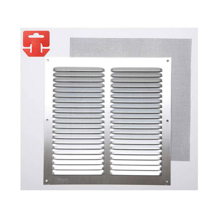 Fepre Rejilla de ventilación con mosquitera de aluminio cromado 250x250 mm Fepre Rejilla de ventilación con mosquitera de aluminio cromado 250x250 mm