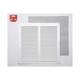 Fepre Rejilla de ventilación cuadrada de aluminio blanco lacado con mosquitera 300 x 300 x 6 mm