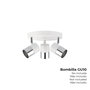 Edm Foco 3 Elementos Modelo Moon GU-10 Cromo+Blanco Hueso Ø 20 x 12,6 cm