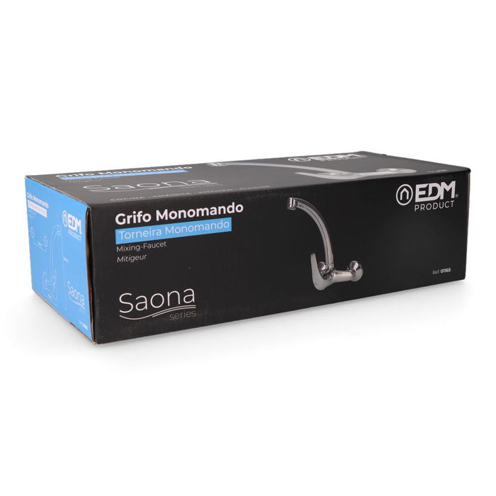 Edm Grifo Monomando de Cocina Caño Alto Empotrado Serie Saona Cromado