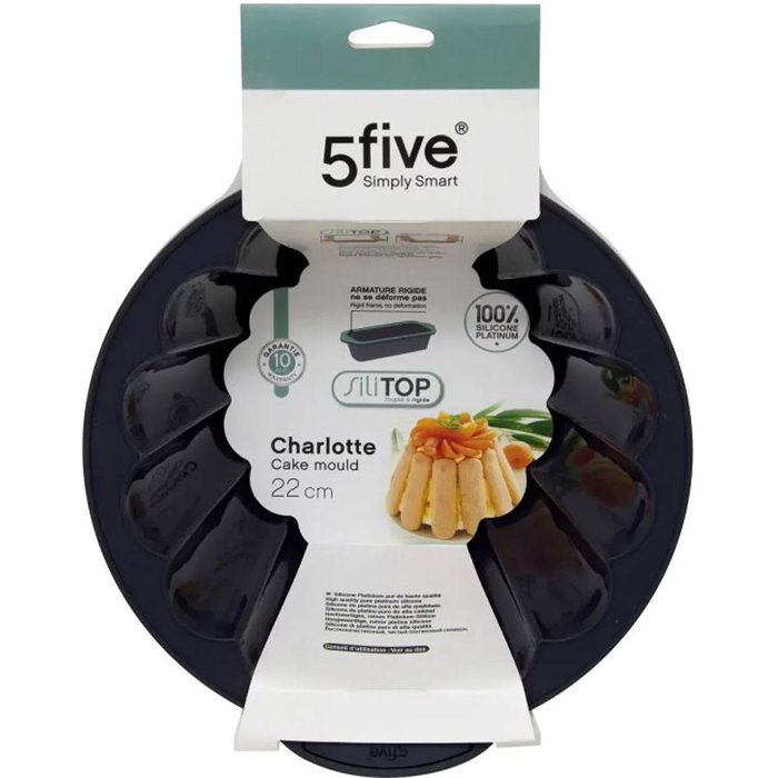 5Five Molde para Tarta Charlotte de Silicona ø22 cm Antiadherente Flexible Apto Lavavajillas y Frigorífico 5Five Molde para Tarta Charlotte de Silicona ø22 cm Antiadherente Flexible Apto Lavavajillas y Frigorífico