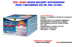 Massó Pack de 3 Recambios Secadry Antihumedad 450 g