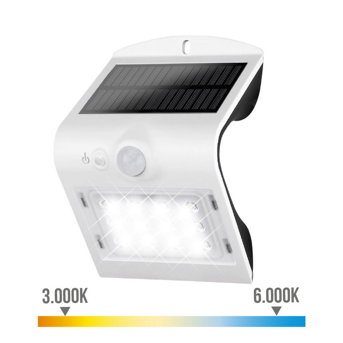Edm Aplique solar recargable blanco con sensor de presencia