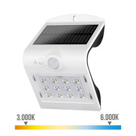 Edm Aplique Solar 1.5W 220lm con Sensor de Presencia Blanco 9.6x7.3x14cm