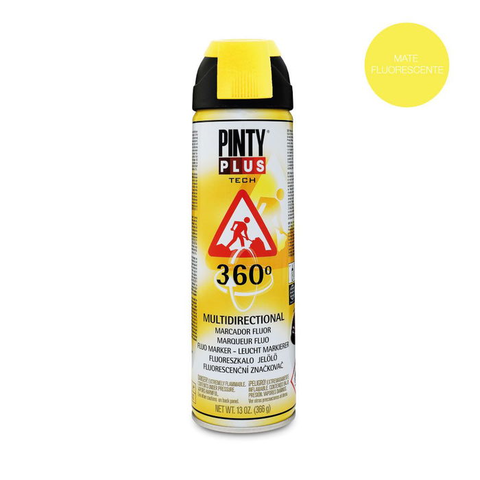 Pinty Plus T146 Pintura en Spray Marcador 360º 500cc Amarillo Fluorescente Pinty Plus T146 Pintura en Spray Marcador 360º 500cc Amarillo Fluorescente