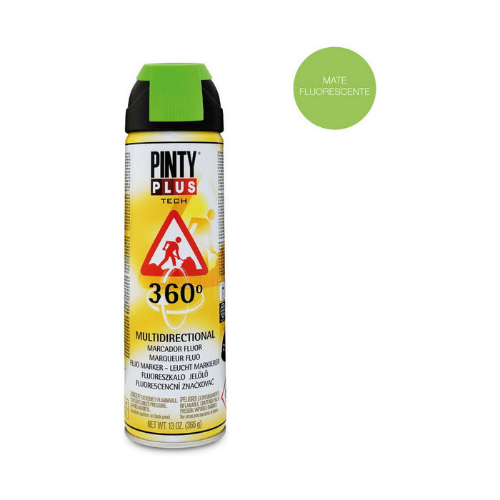 Pinty Plus Marcador de Pintura Verde Fluorescente con Válvula 360°