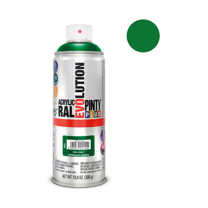 Pinty Plus Pintura Acrílica Spray Evolution RAL 6001 Verde Esmeralda 400 ml