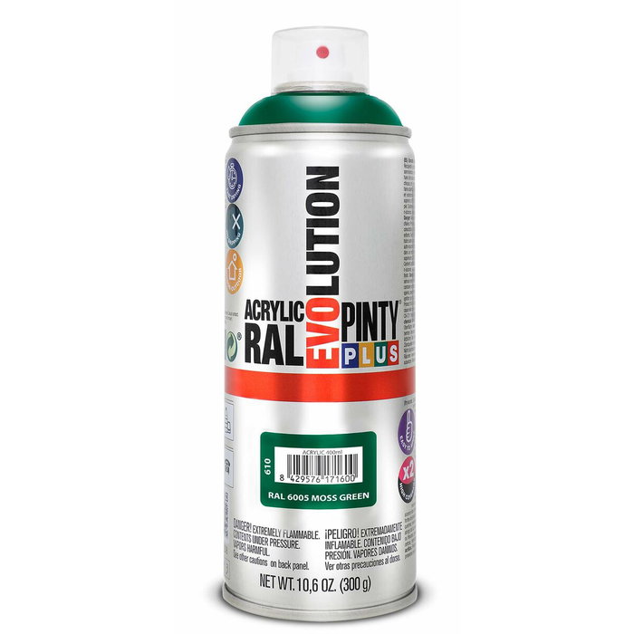 Pinty Plus Pintura acrílica spray evolution RAL 6005 Moss Green Pinty Plus Pintura acrílica spray evolution RAL 6005 Moss Green