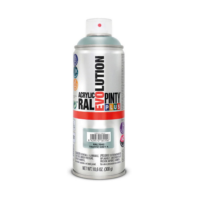Pinty Plus Pintura acrílica spray evolution RAL 7042 traffic grey 520 cc
