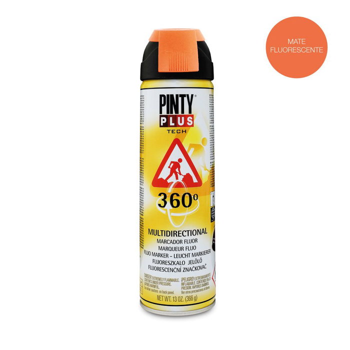 Pinty Plus T143 Pintura en Spray Marcador 360° Naranja Fluorescente 650 cc Pinty Plus T143 Pintura en Spray Marcador 360° Naranja Fluorescente 650 cc