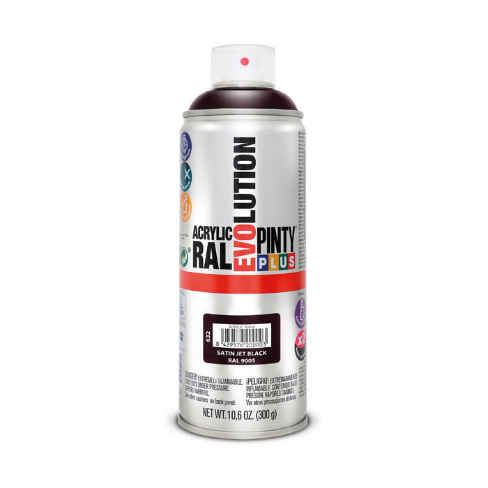 Pinty Plus Pintura acrílica spray Evolution RAL 9005 Negro intenso satinado
