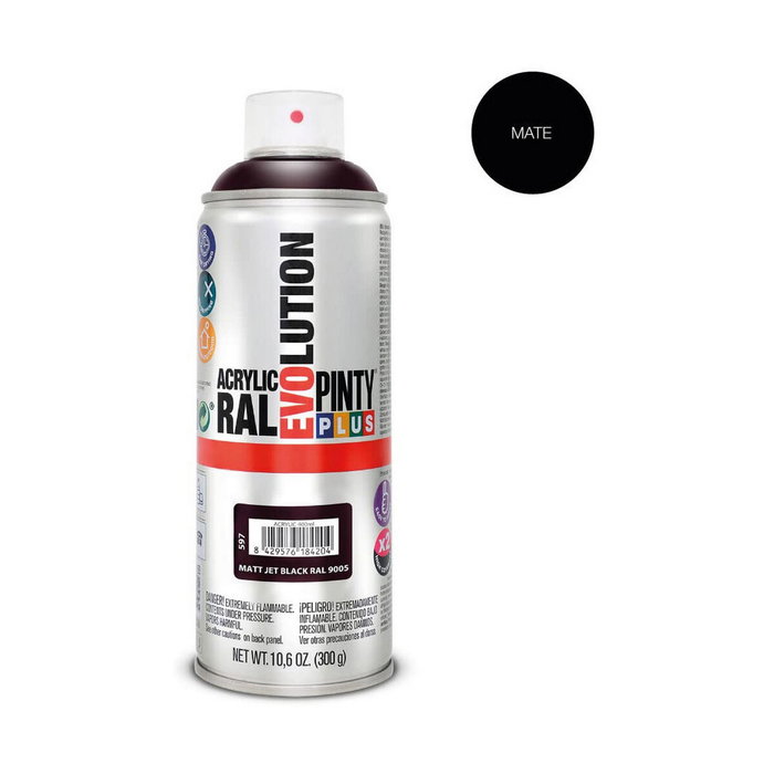 Pinty Plus Pintura Acrílica Spray Evolution RAL 9005 Negro Intenso Mate