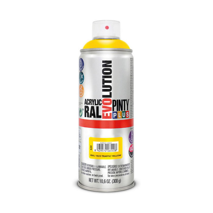 Pinty Plus Pintura acrílica spray evolution RAL 1023 amarillo tráfico
