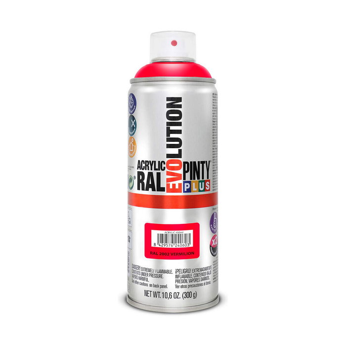 Pinty Plus Pintura acrílica spray evolution RAL 2002 vermilion naranja sanguíneo