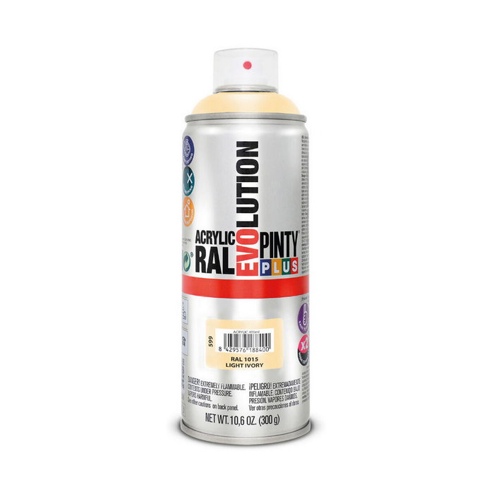 Pinty Plus Pintura acrílica spray evolution RAL 1015 light ivory 520 cc
