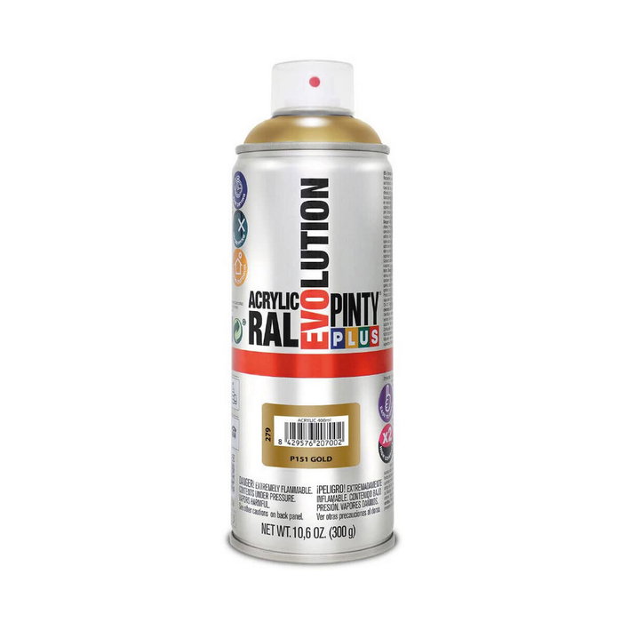 Pinty Plus Pintura acrílica spray Evolution P151 Oro rico pálido 520 cc Pinty Plus Pintura acrílica spray Evolution P151 Oro rico pálido 520 cc