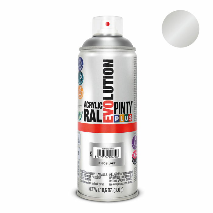 Pinty Plus Pintura acrílica spray Evolution plata 520 cc Pinty Plus Pintura acrílica spray Evolution plata 520 cc