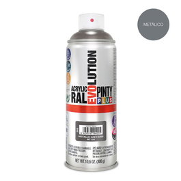 Pinty Plus MT156 Pintura Acrílica Spray Evolution Metalizada 400 ml Gris para Restauración y Decoración