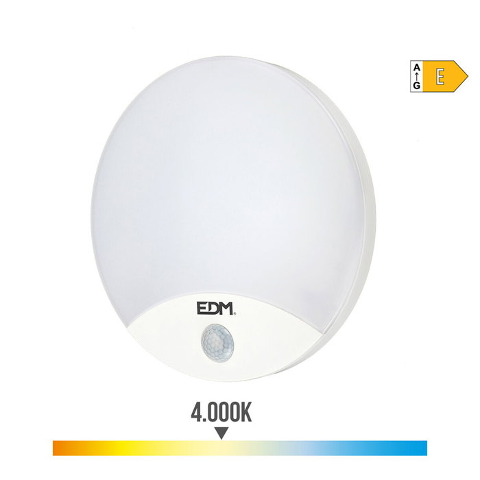 Edm Aplique LED redondo con sensor de movimiento 13W 1850lm 4000K ø25x4,9cm Edm Aplique LED redondo con sensor de movimiento 13W 1850lm 4000K ø25x4,9cm