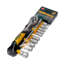 Mota Herramientas EK410 Juego de Bocallaves y Accesorios 1/4" Cromo Vanadio 12 Piezas Acero