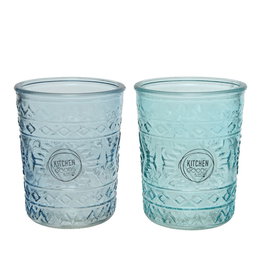 Kitchen Goods & More Vaso de cristal con relieve 350 ml ø8,3 x 10,3 cm colores surtidos