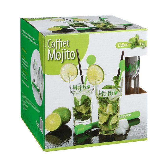Secret Of Gourmet Kit para mojitos 13 piezas de cristal en transparente y verde