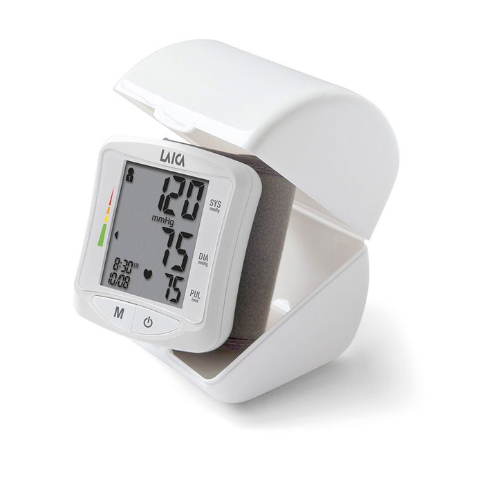Laica Tensiometro de Muñeca BM1006W para Medir Presión Arterial y Frecuencia Cardíaca con Pantalla LCD y Memoria