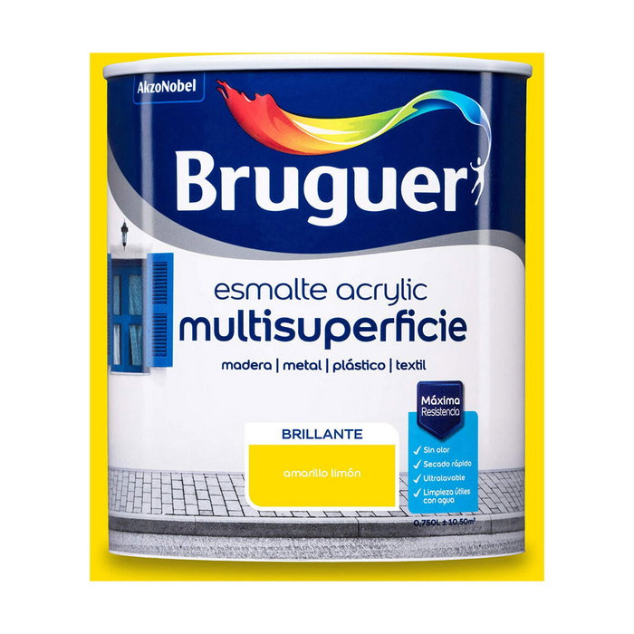 Bruguer Esmalte acrílico multisuperficie amarillo limón brillante 750 ml