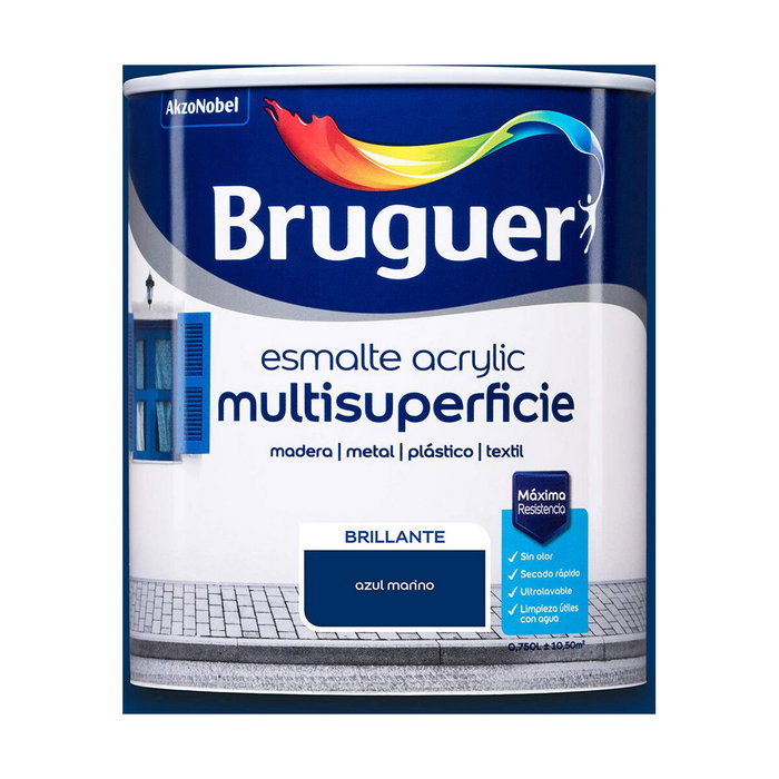 Bruguer Esmalte acrílico multisuperficie azul marino brillante 750 ml