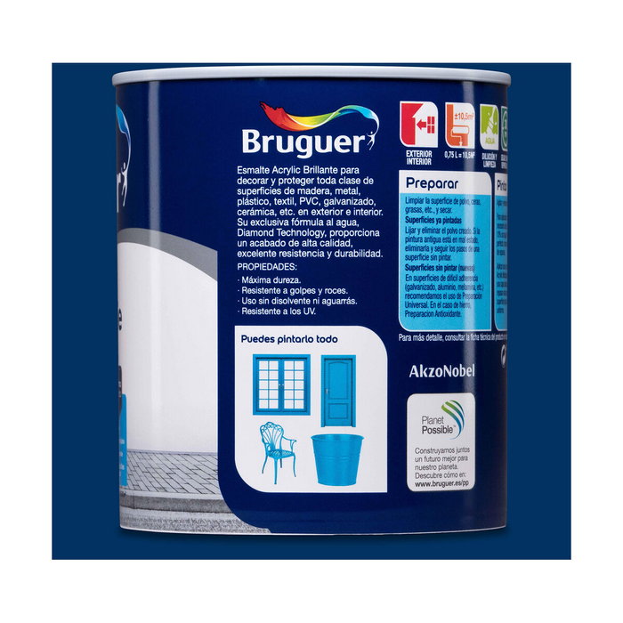 Bruguer Esmalte acrílico multisuperficie azul marino brillante 750 ml