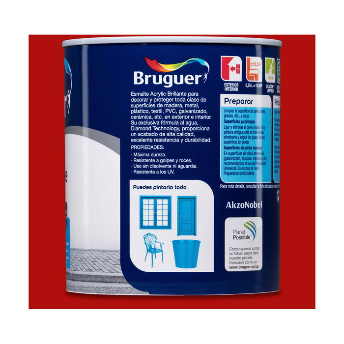 Bruguer Esmalte acrílico multisuperficie bermellon brillante 750 ml