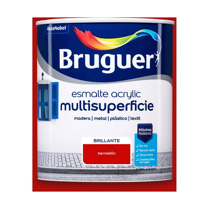 Bruguer Esmalte acrílico multisuperficie bermellon brillante 750 ml